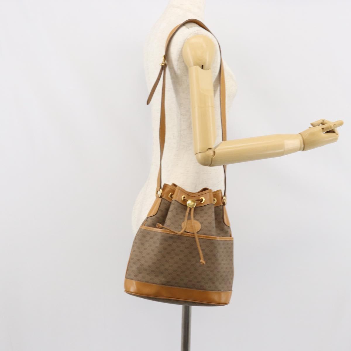 GUCCI Micro GG Supreme Shoulder Bag PVC Beige Gold Auth 169392