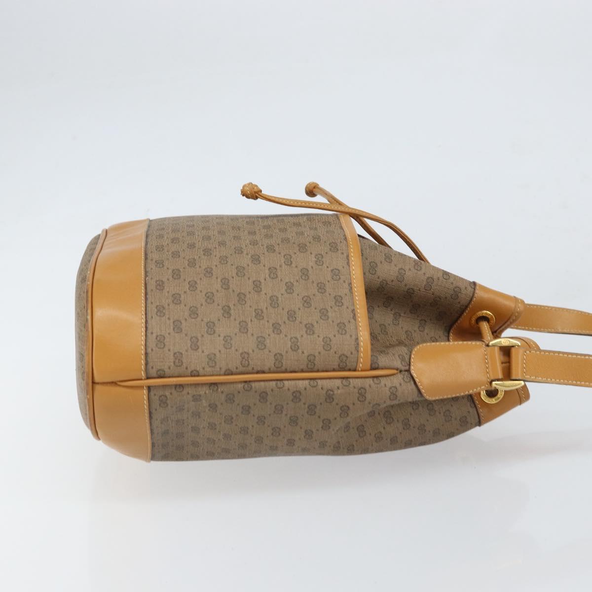 GUCCI Micro GG Supreme Shoulder Bag PVC Beige Gold Auth 169392