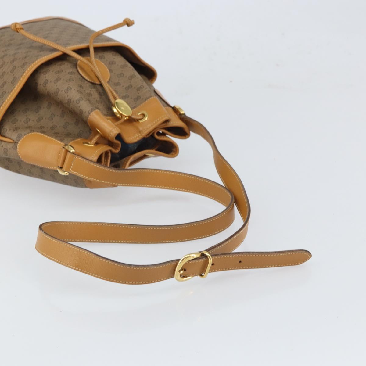 GUCCI Micro GG Supreme Shoulder Bag PVC Beige Gold Auth 169392
