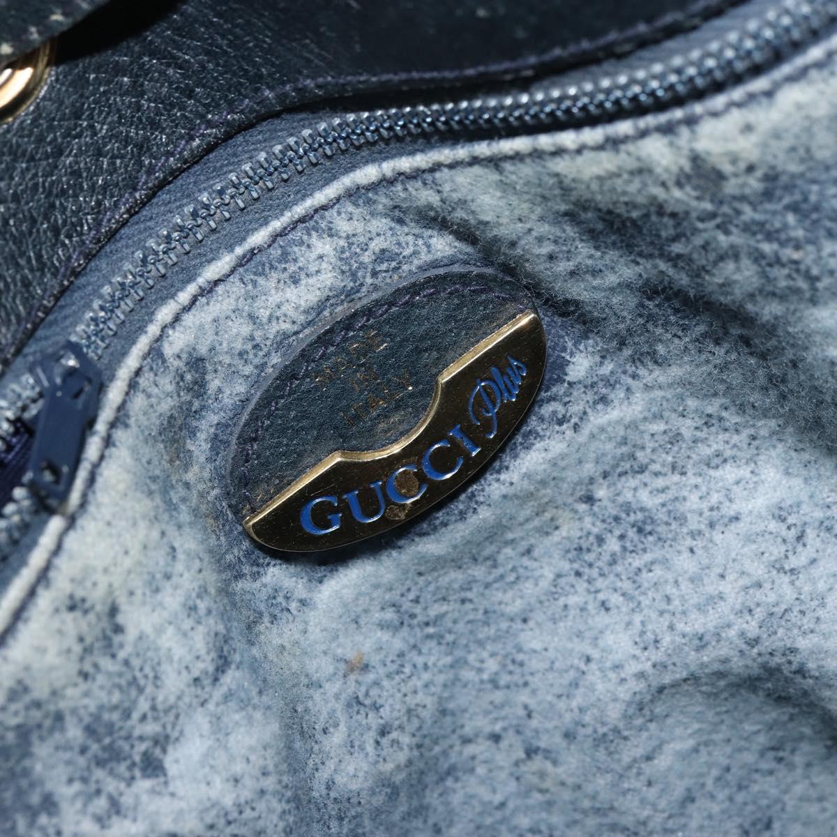 GUCCI GG Plus Supreme purse Shoulder Bag PVC Navy Gold Auth 169393