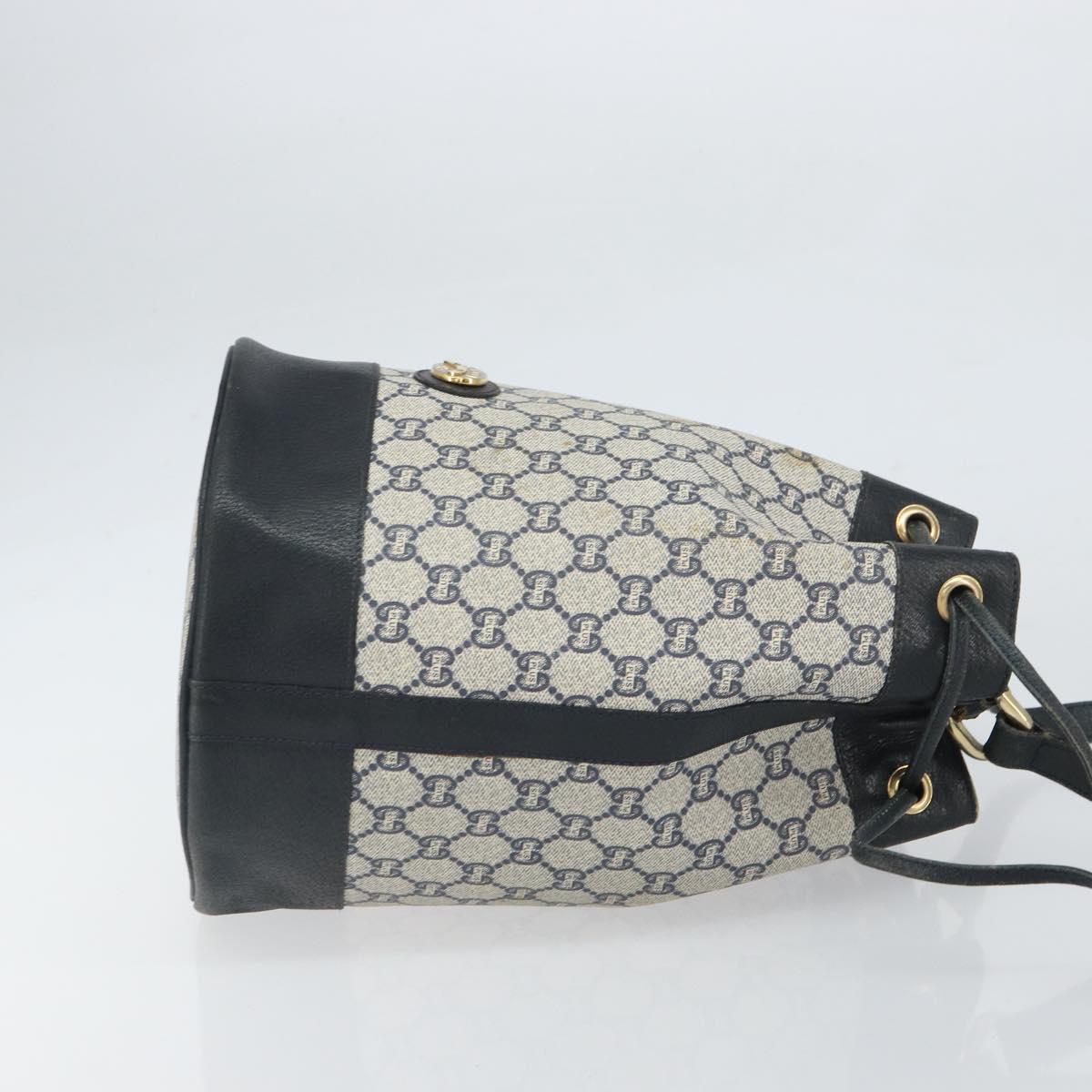 GUCCI GG Plus Supreme purse Shoulder Bag PVC Navy Gold Auth 169393