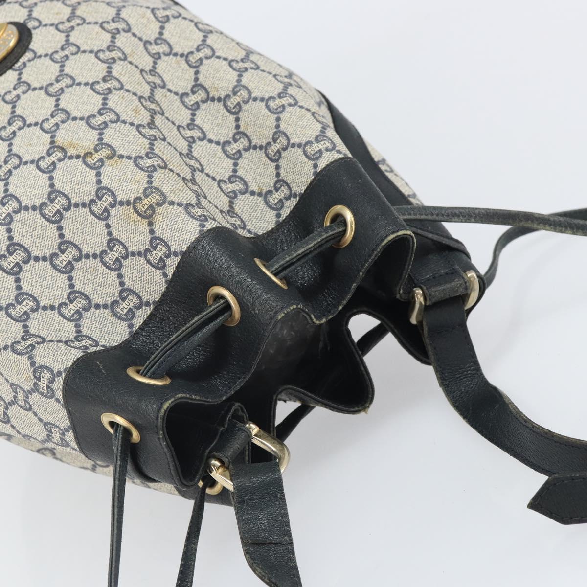 GUCCI GG Plus Supreme purse Shoulder Bag PVC Navy Gold Auth 169393