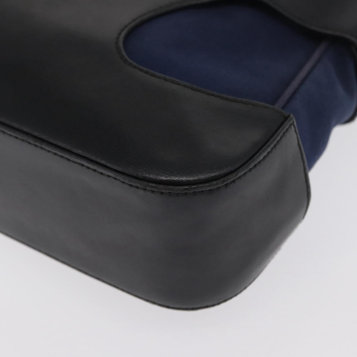 Salvatore Ferragamo Shoulder Bag Canvas Navy Gold Auth 169396