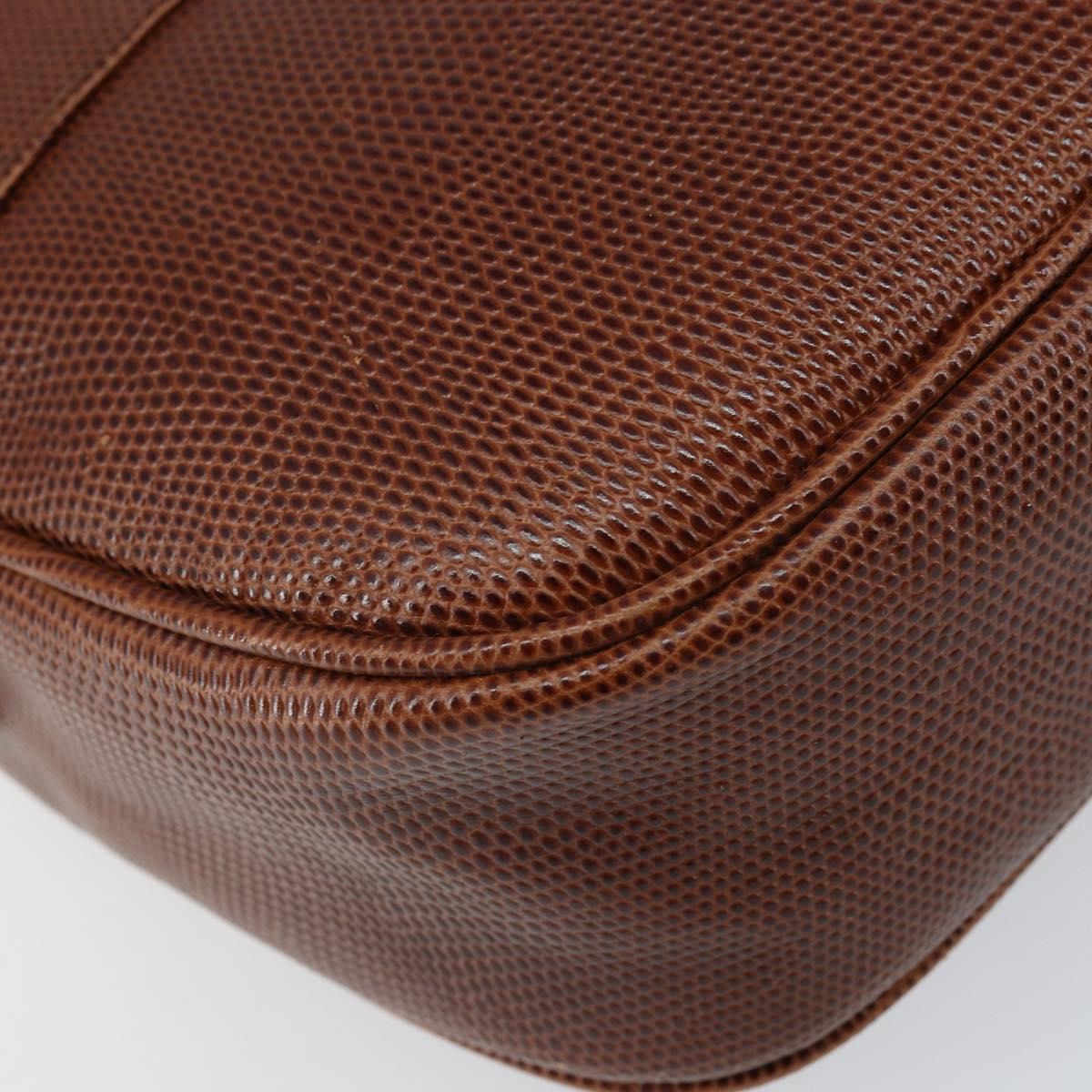 Salvatore Ferragamo Vala Shoulder Bag Leather Brown Gold Auth 169397