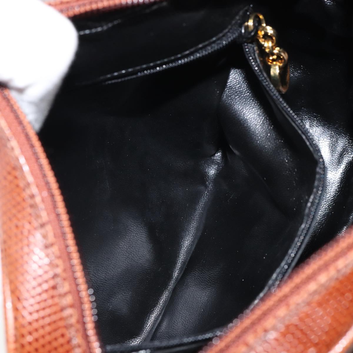 Salvatore Ferragamo Vala Shoulder Bag Leather Brown Gold Auth 169397