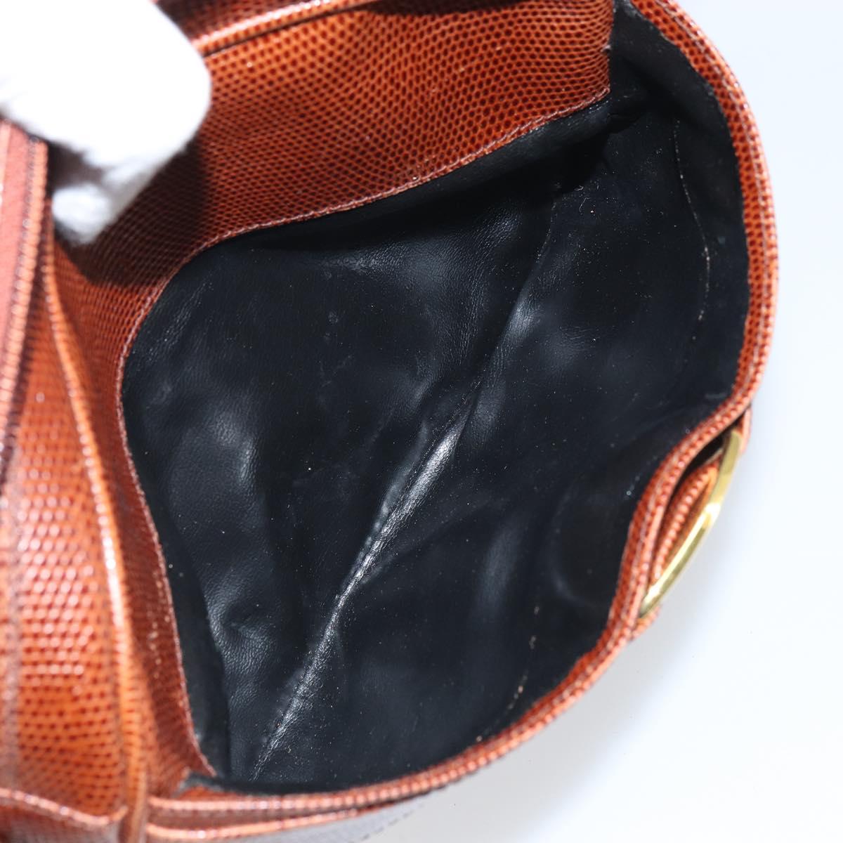 Salvatore Ferragamo Vala Shoulder Bag Leather Brown Gold Auth 169397