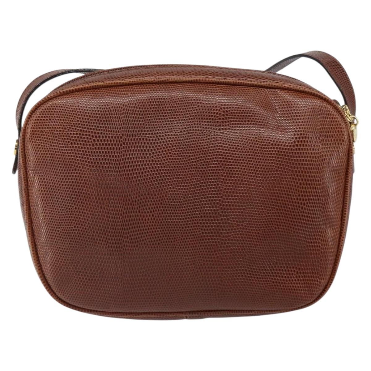 Salvatore Ferragamo Vala Shoulder Bag Leather Brown Gold Auth 169397