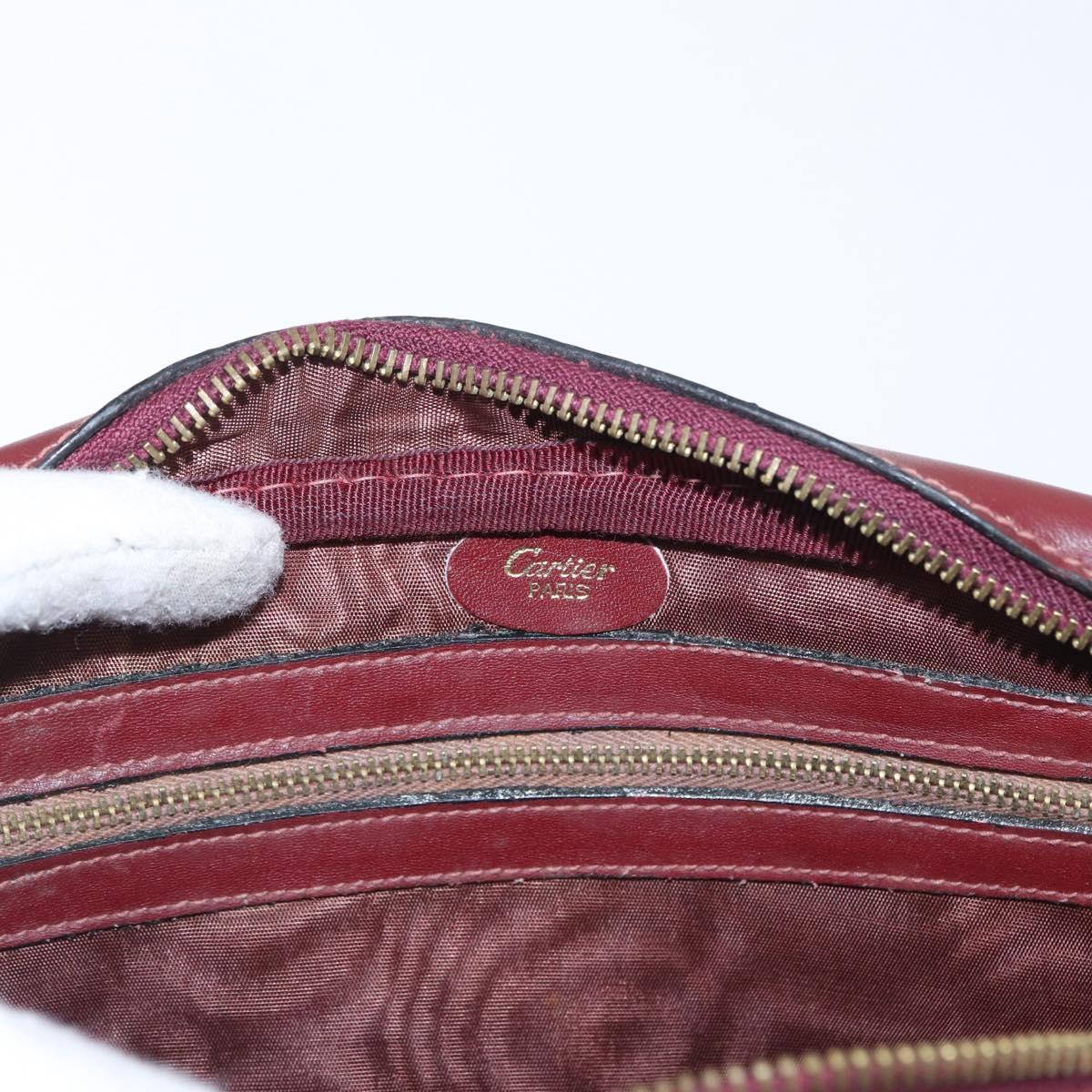 CARTIER Must Line Shoulder Bag Leather Bordeaux Gold Auth 169400