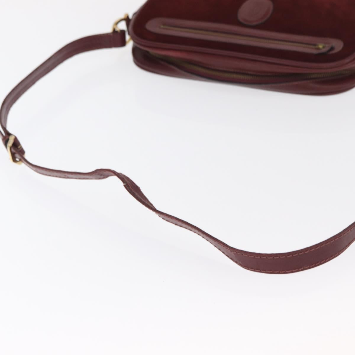 CARTIER Must Line Shoulder Bag Leather Bordeaux Gold Auth 169400