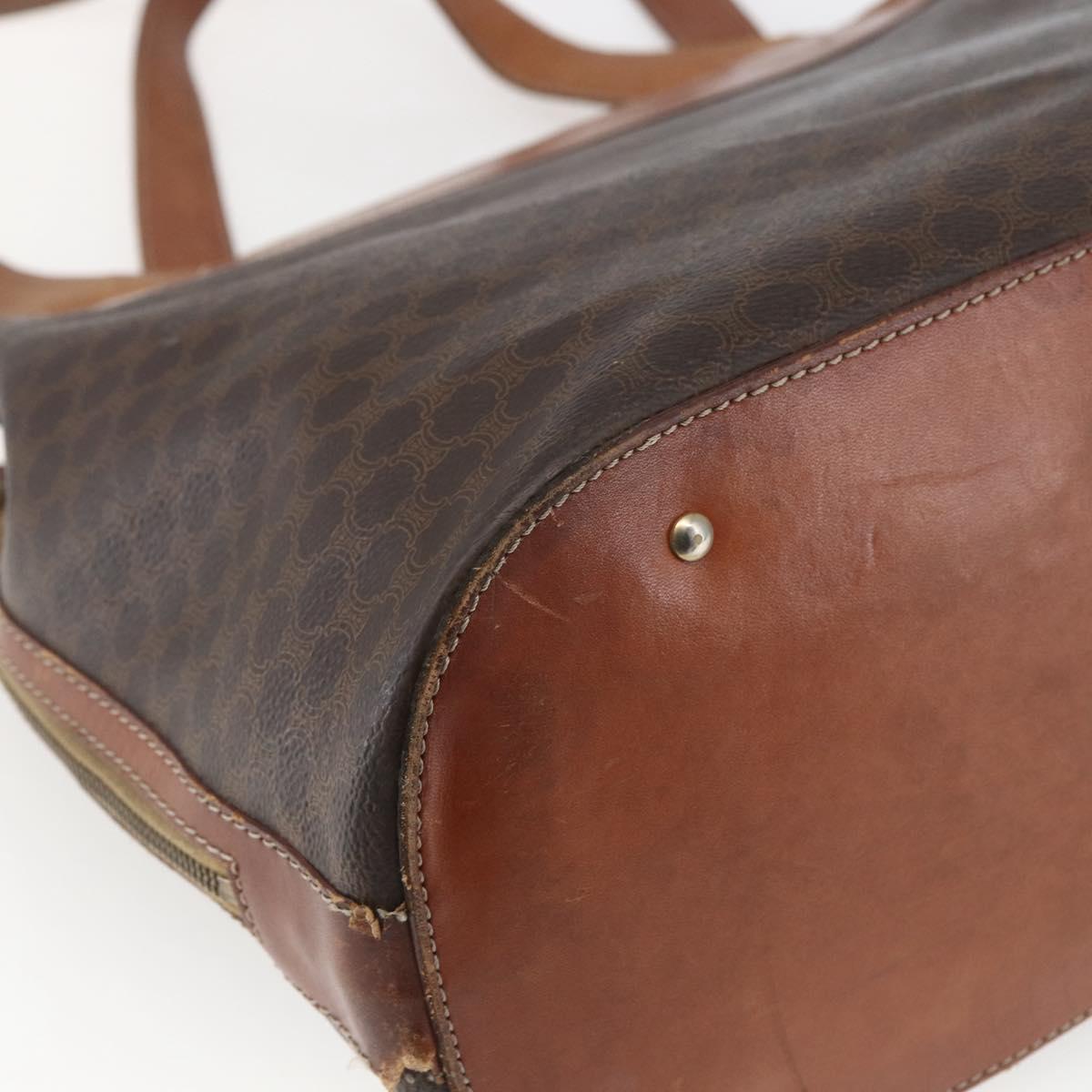 CELINE Macadam Canvas Tote Bag PVC Leather Brown Gold Auth 169401