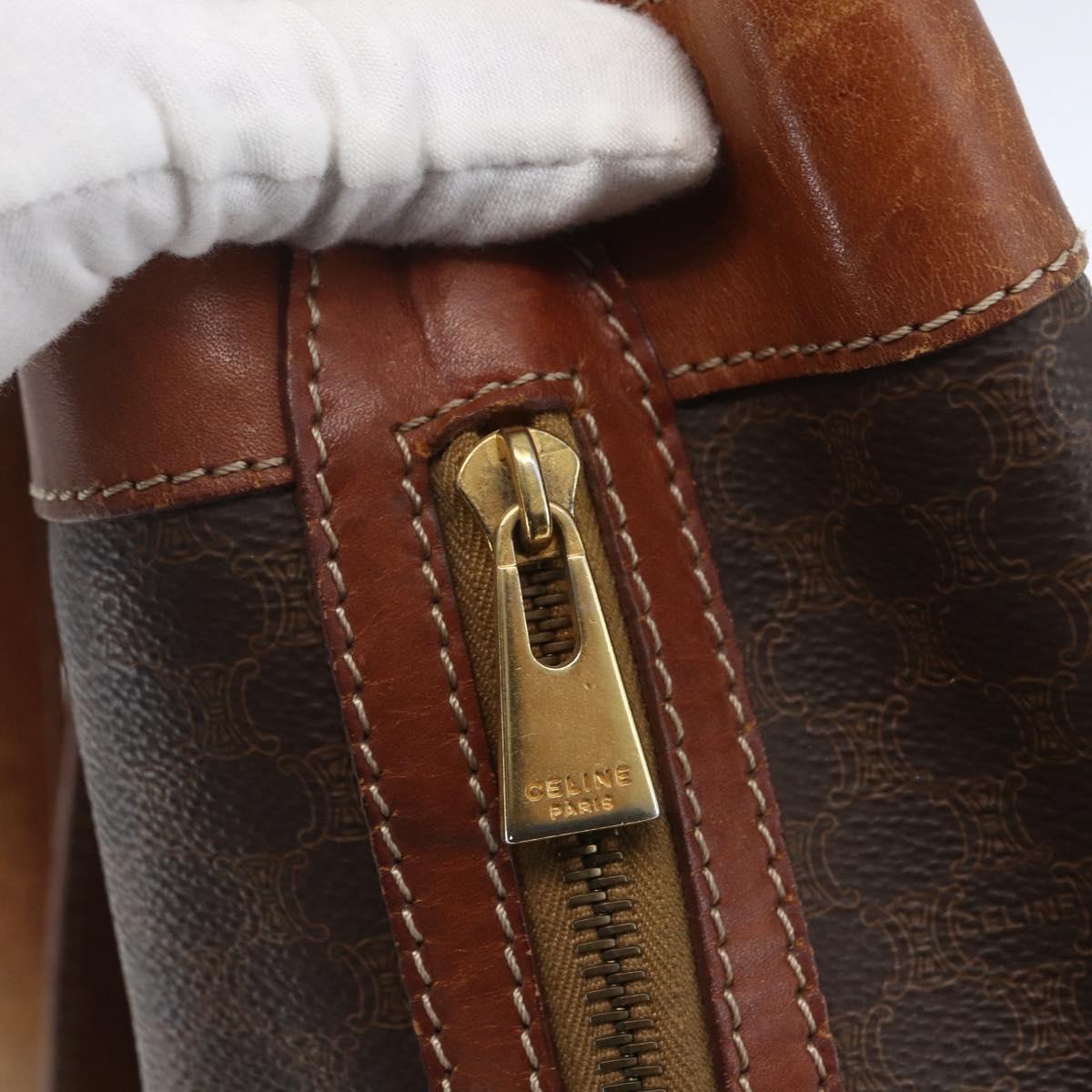 CELINE Macadam Canvas Tote Bag PVC Leather Brown Gold Auth 169401