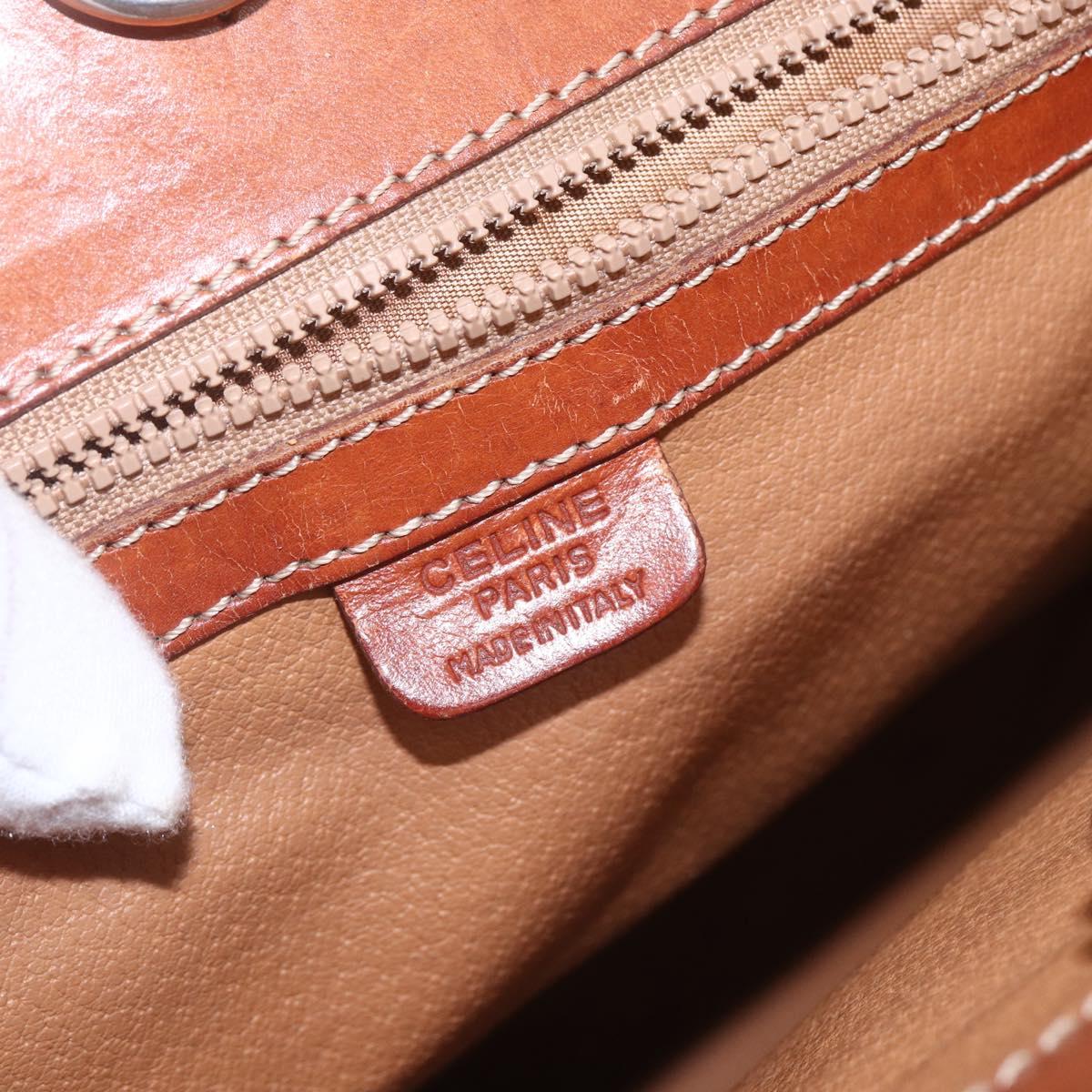 CELINE Macadam Canvas Tote Bag PVC Leather Brown Gold Auth 169401