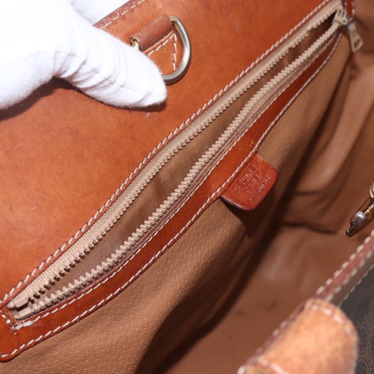 CELINE Macadam Canvas Tote Bag PVC Leather Brown Gold Auth 169401