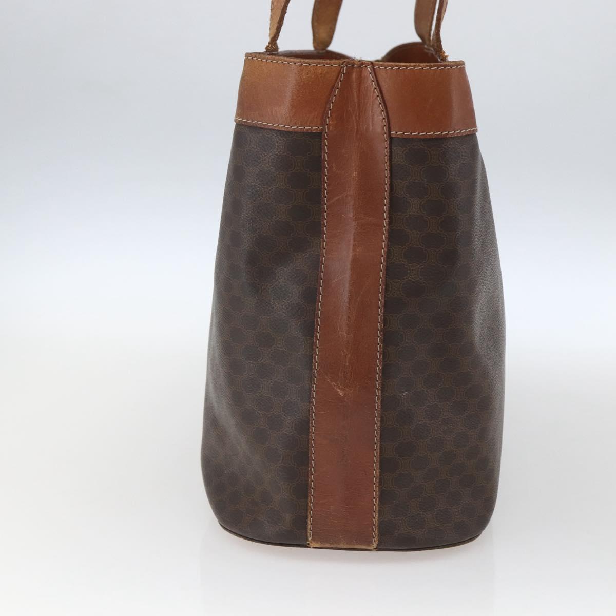 CELINE Macadam Canvas Tote Bag PVC Leather Brown Gold Auth 169401