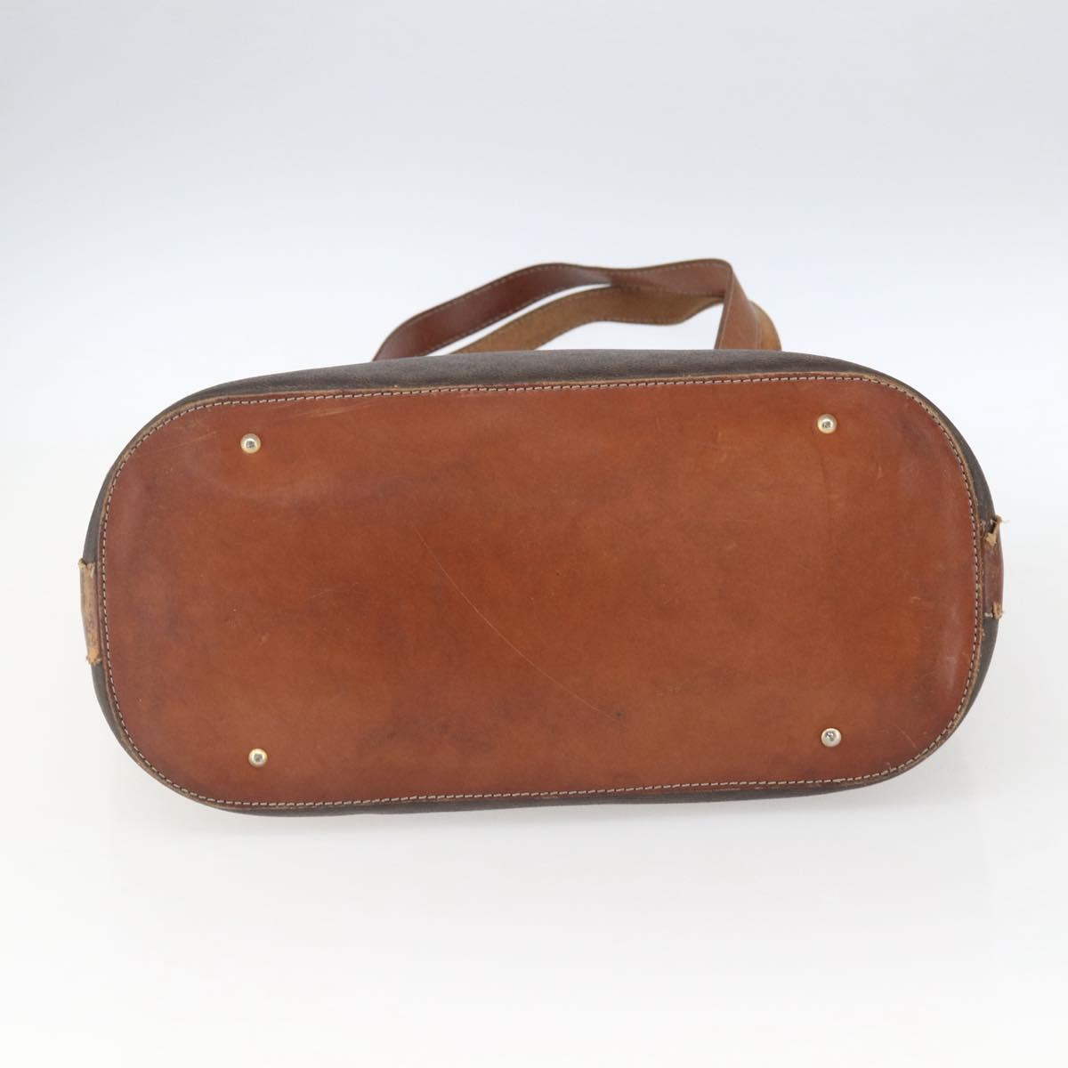 CELINE Macadam Canvas Tote Bag PVC Leather Brown Gold Auth 169401