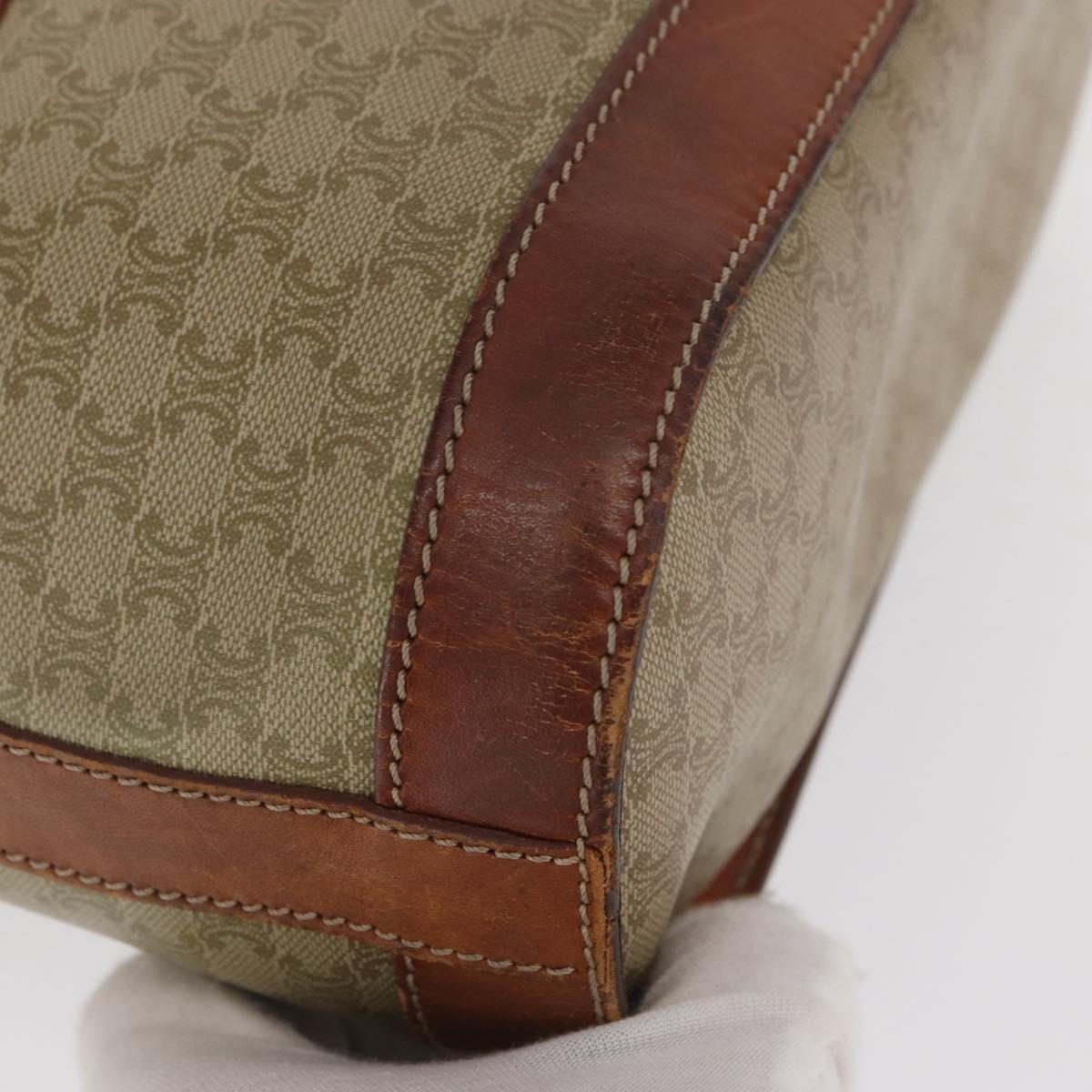 CELINE Macadam Canvas Tote Bag PVC Beige Gold Auth 169402