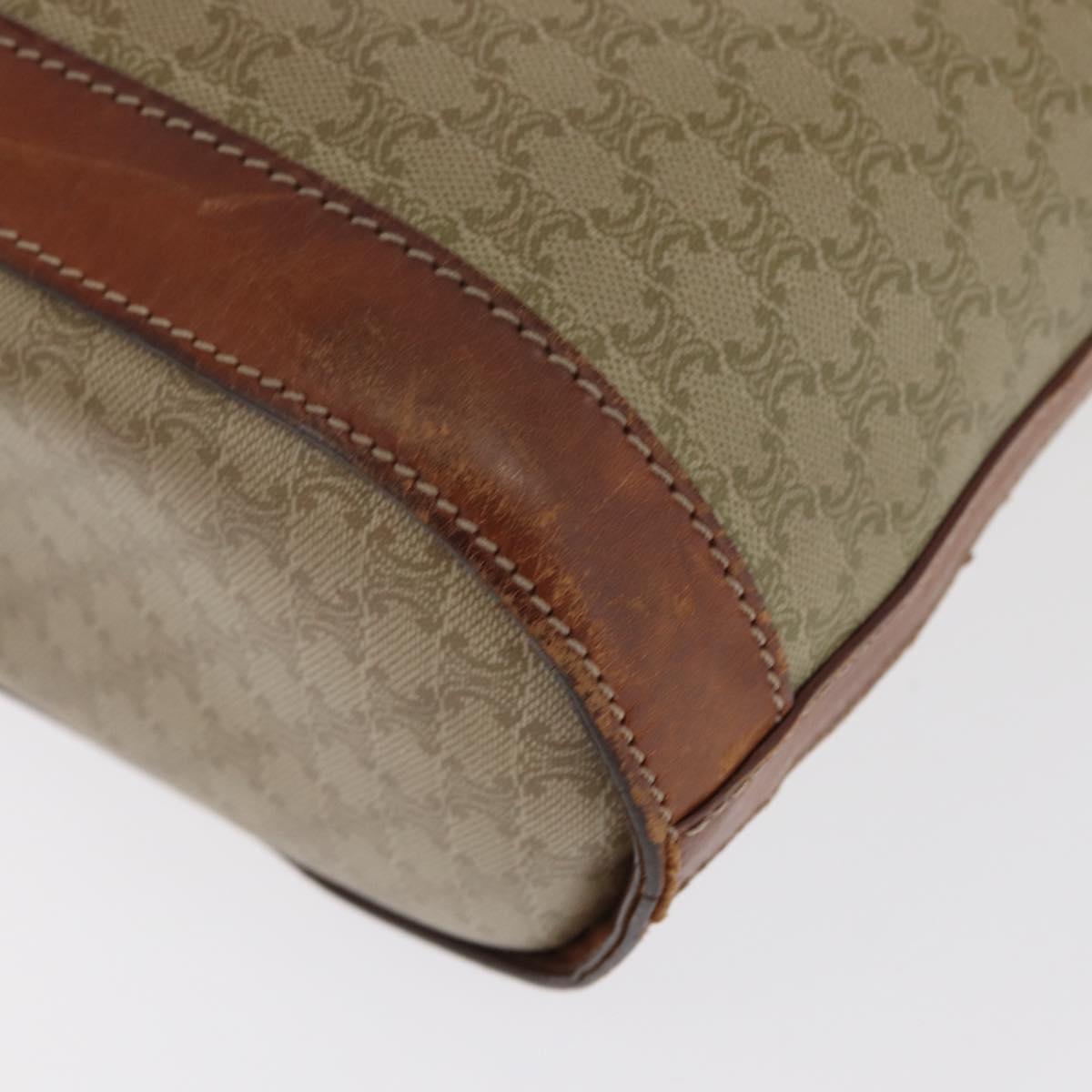 CELINE Macadam Canvas Tote Bag PVC Beige Gold Auth 169402