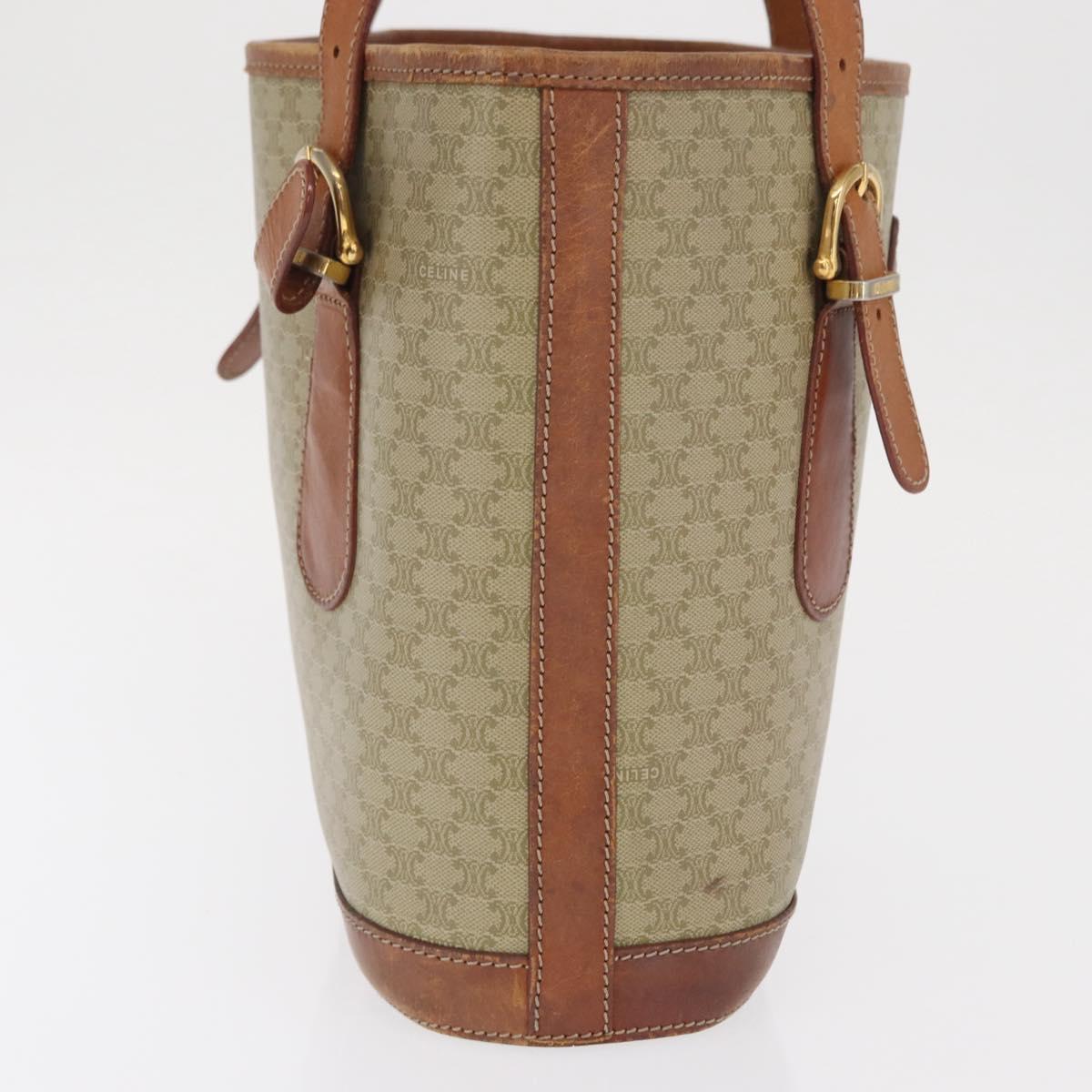 CELINE Macadam Canvas Tote Bag PVC Beige Gold Auth 169402
