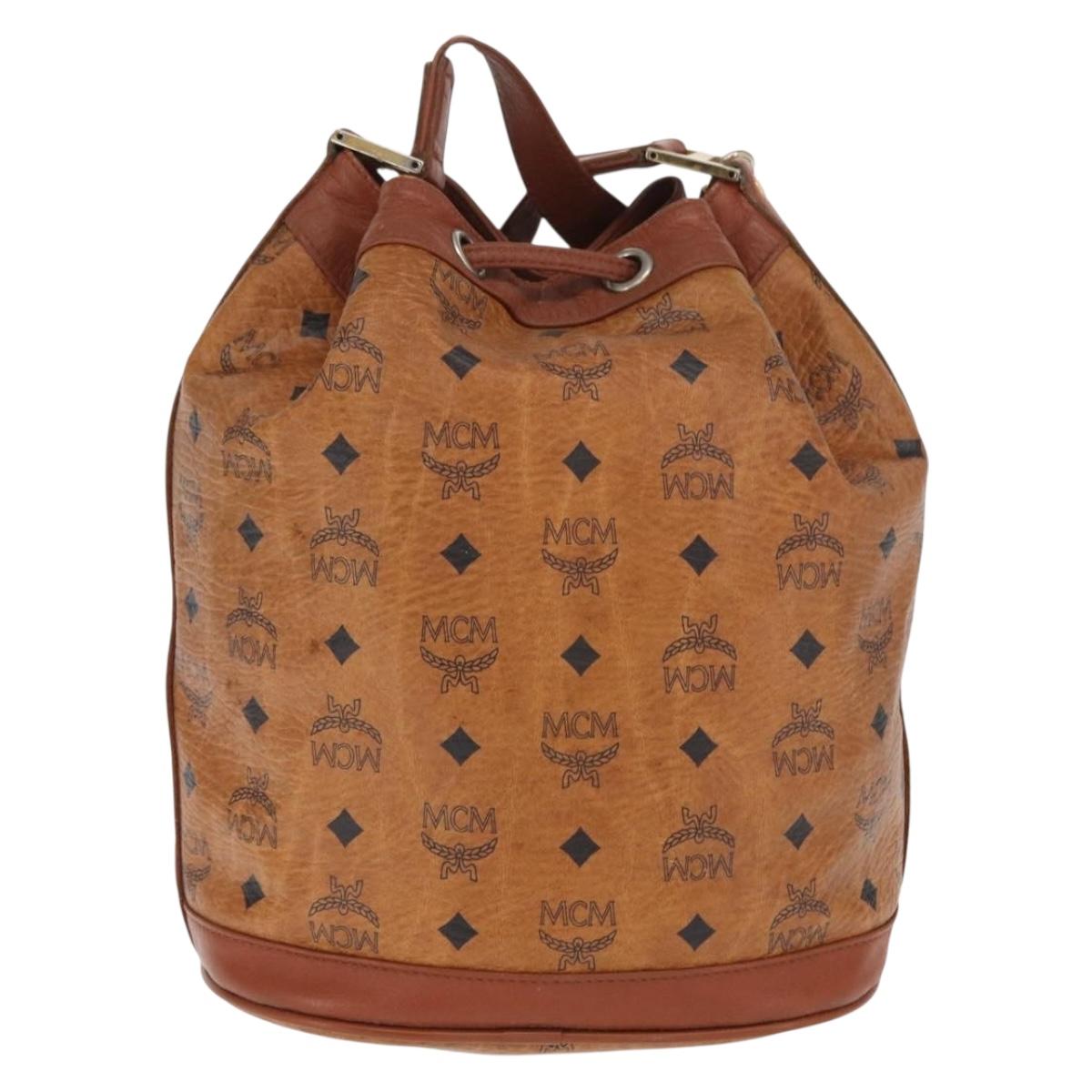 MCM Vicetos Logogram Purse Shoulder Bag PVC Leather Brown Gold Auth 169403