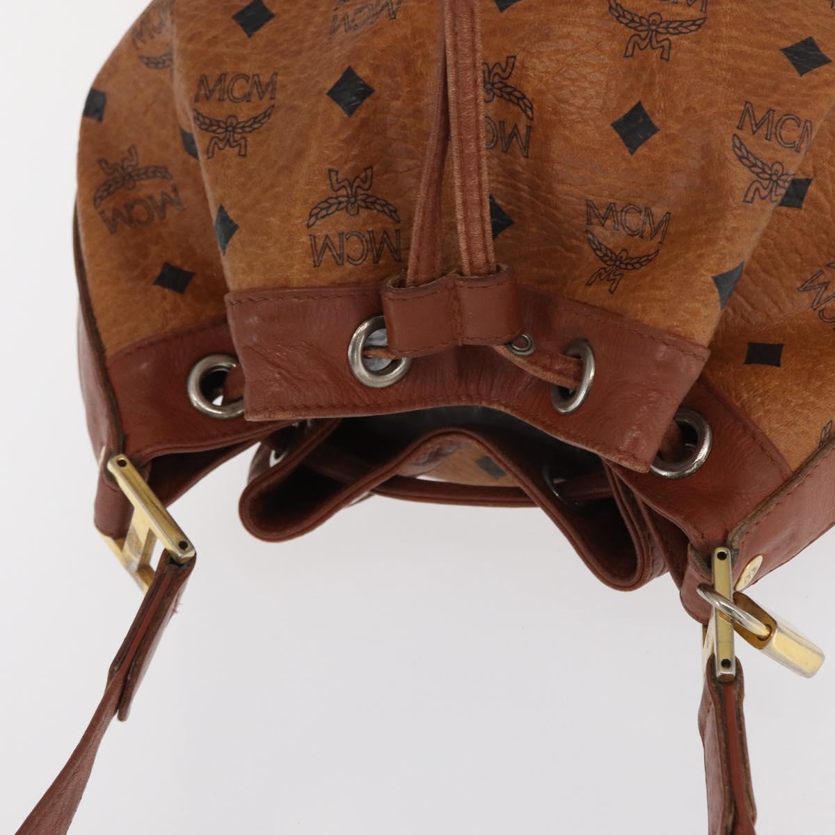 MCM Vicetos Logogram Purse Shoulder Bag PVC Leather Brown Gold Auth 169403