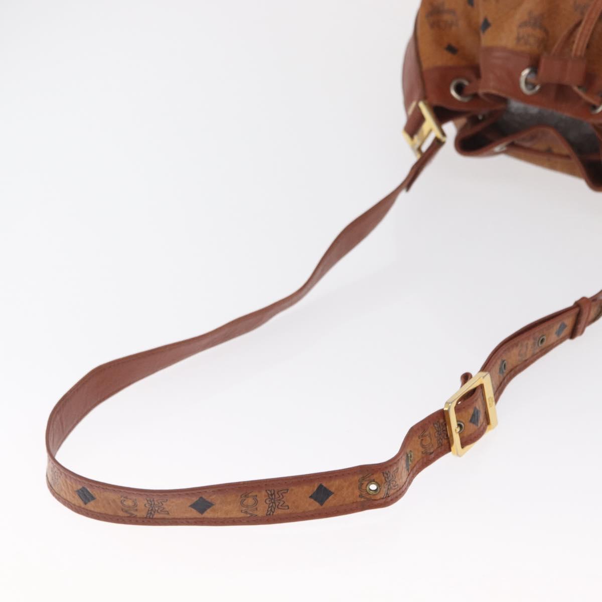 MCM Vicetos Logogram Purse Shoulder Bag PVC Leather Brown Gold Auth 169403