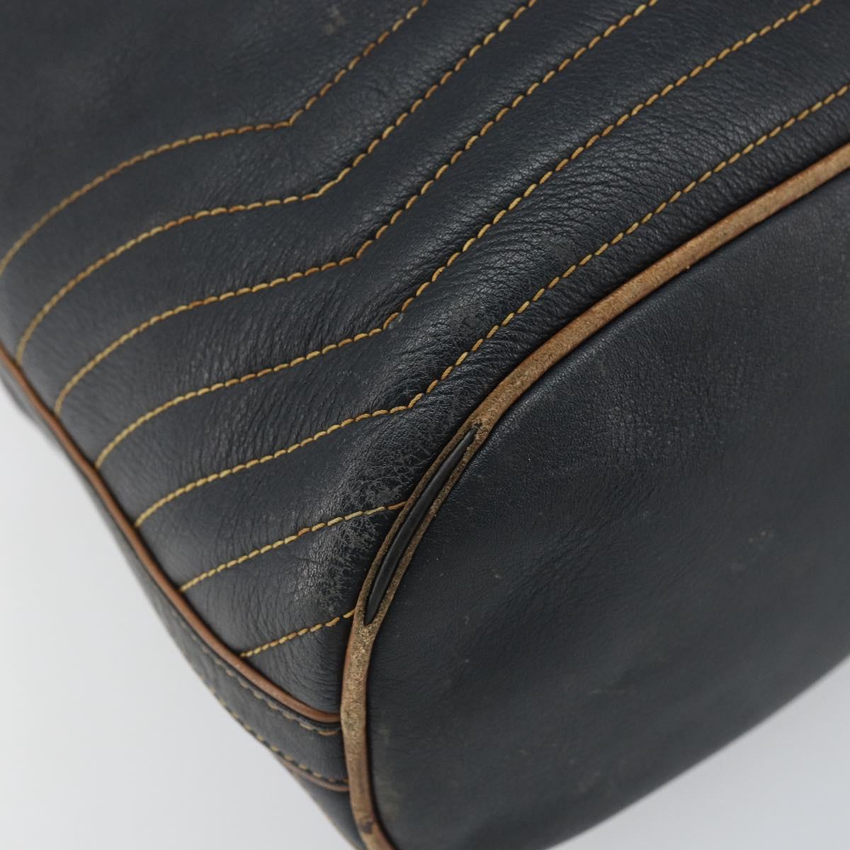 CELINE Purse Shoulder Bag Leather Black Gold Auth 169404