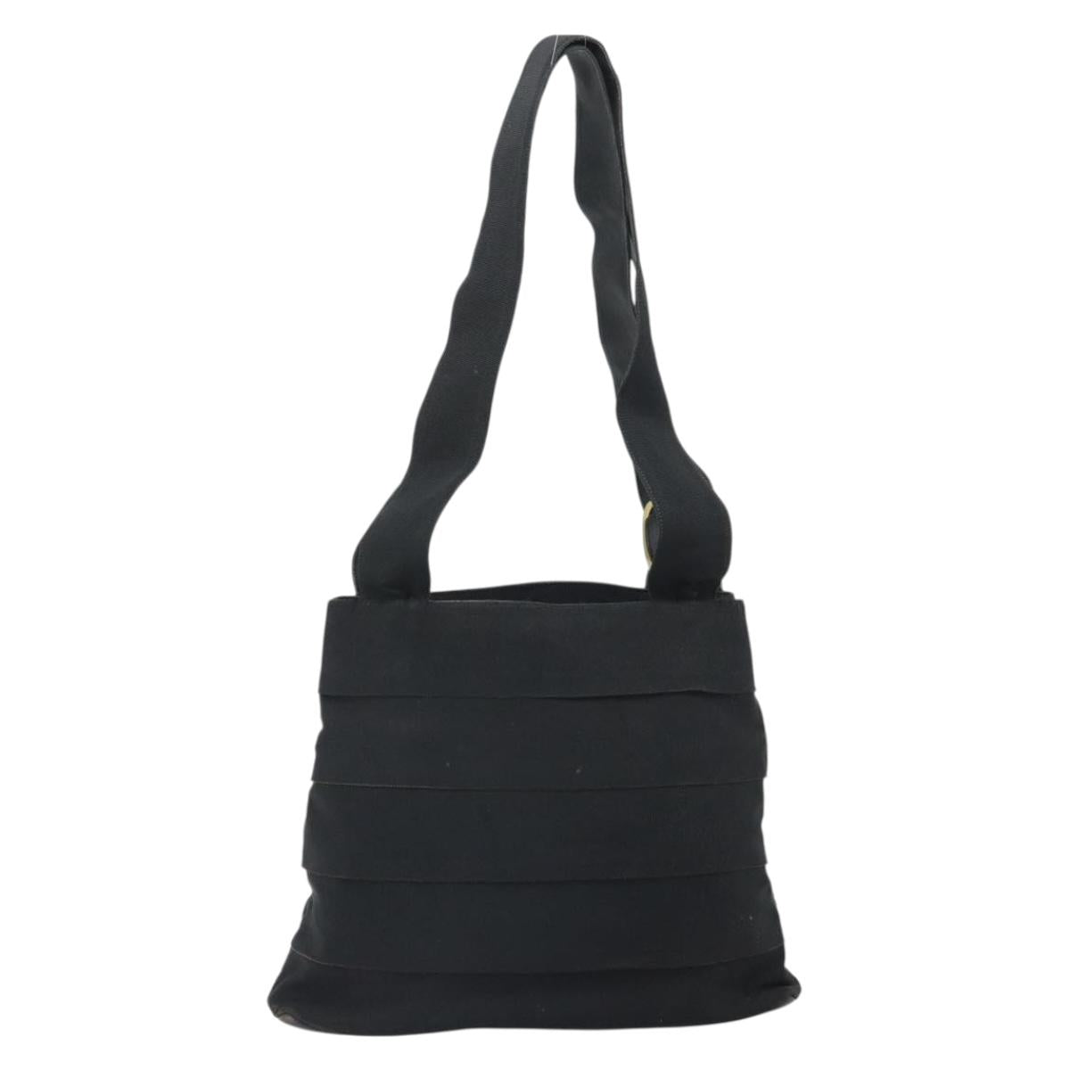 Salvatore Ferragamo Tote Bag Canvas Black Gold Auth 169405