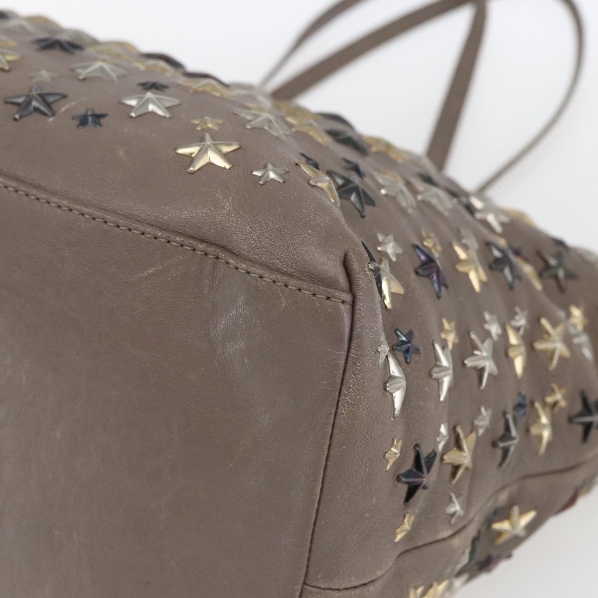 Jimmy Choo Studs Tote Bag Leather Beige Auth 169409