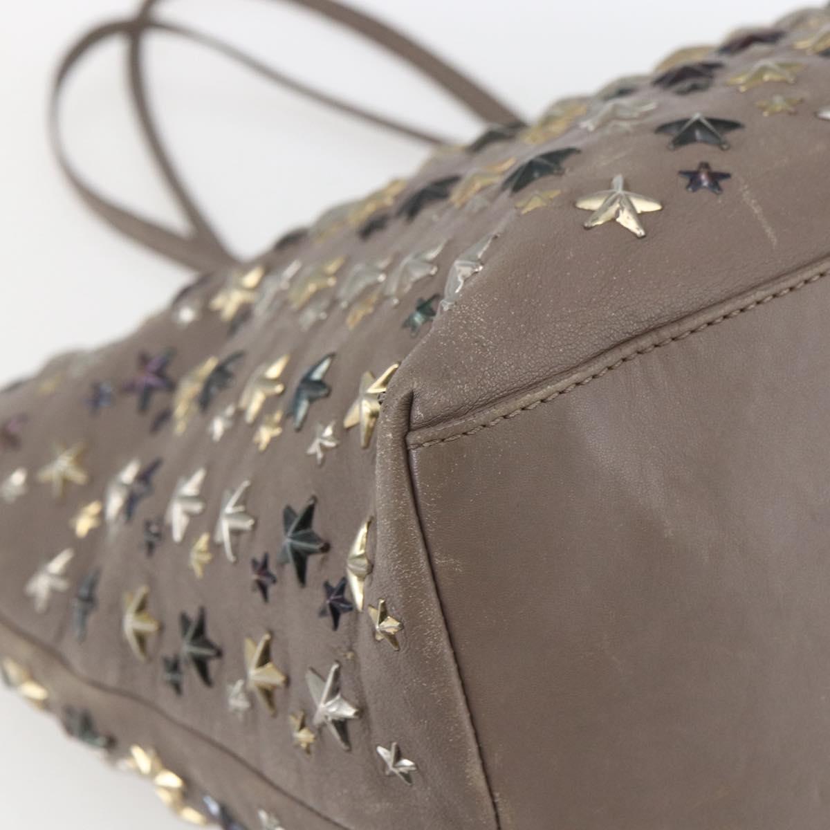 Jimmy Choo Studs Tote Bag Leather Beige Auth 169409