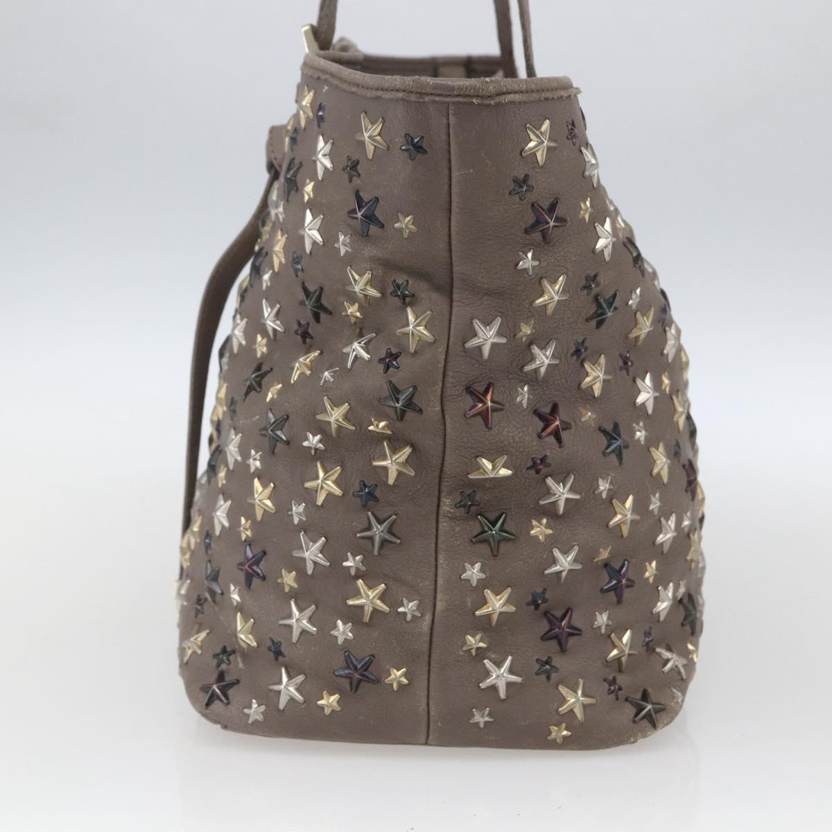 Jimmy Choo Studs Tote Bag Leather Beige Auth 169409