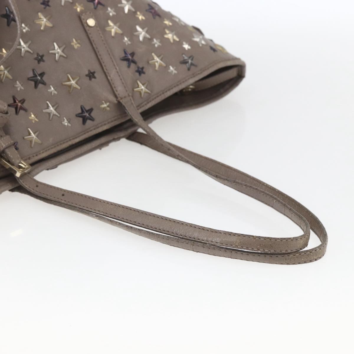 Jimmy Choo Studs Tote Bag Leather Beige Auth 169409