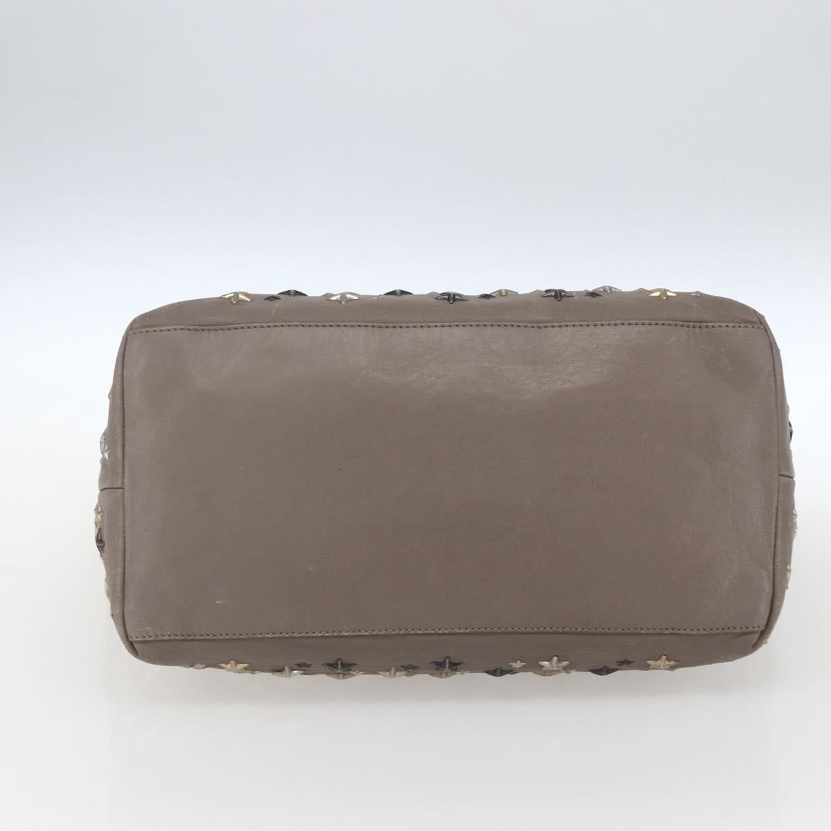 Jimmy Choo Studs Tote Bag Leather Beige Auth 169409