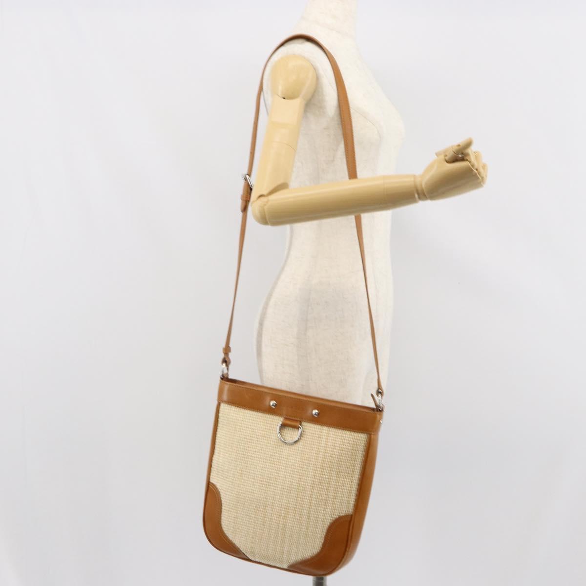 BURBERRY Shoulder Bag Canvas Beige Silver Auth 169410