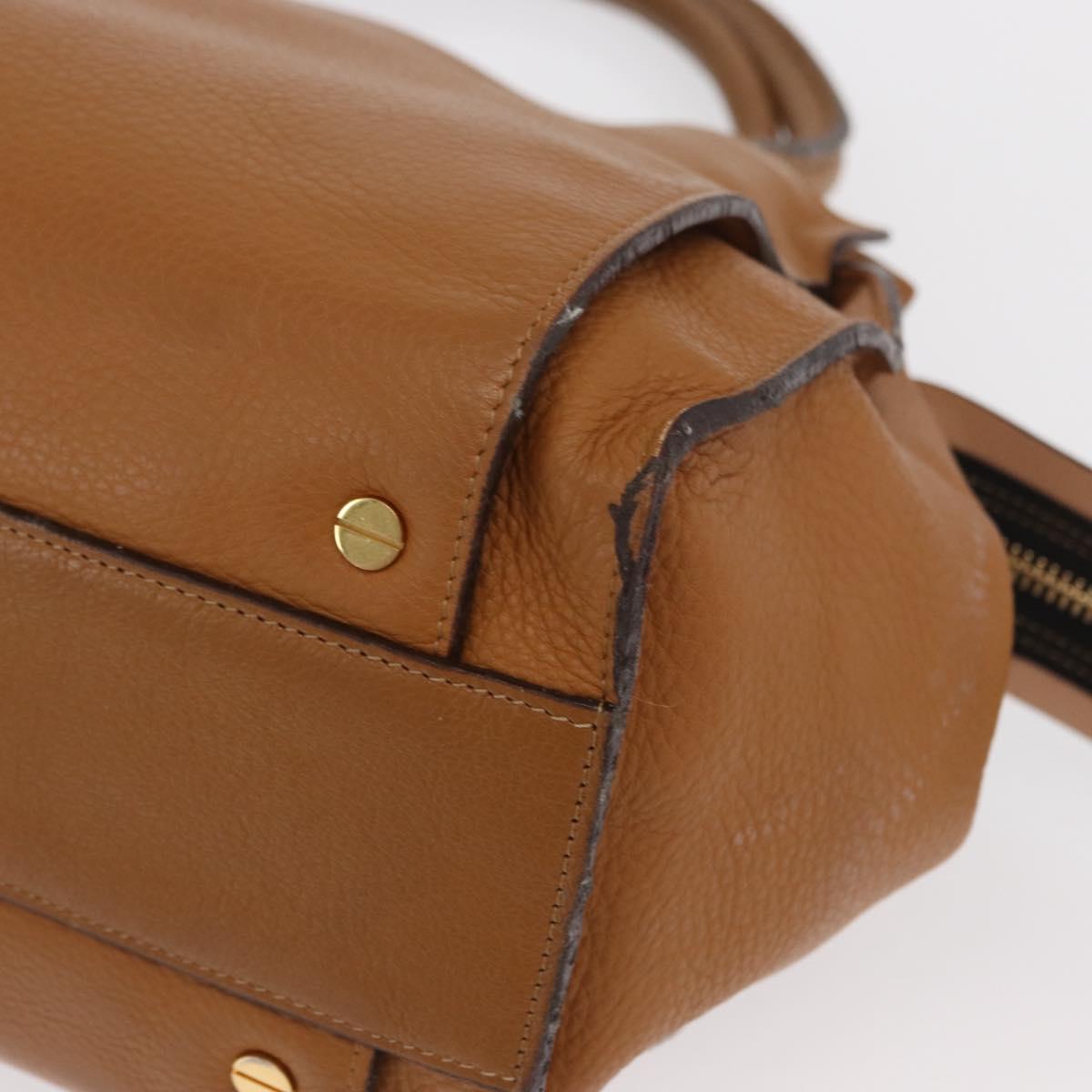 Chloe Hand Bag Leather Brown Gold Auth 169414