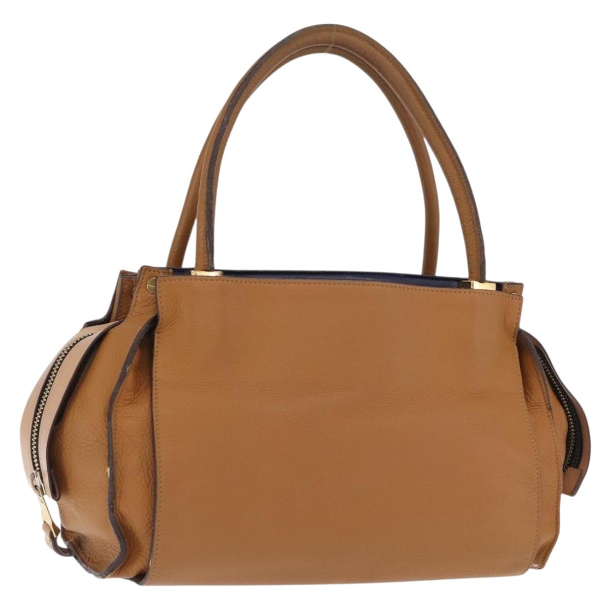 Chloe Hand Bag Leather Brown Gold Auth 169414