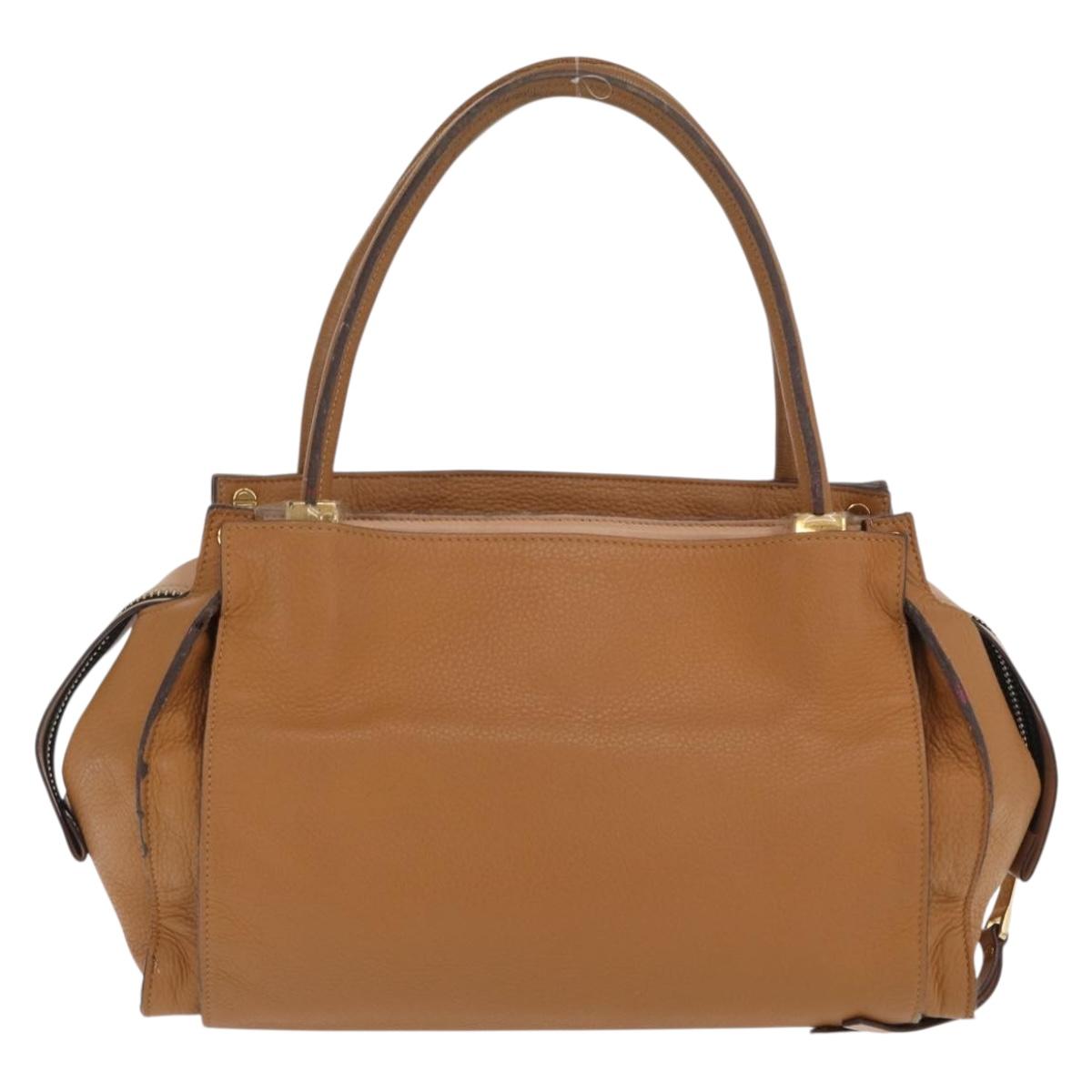 Chloe Hand Bag Leather Brown Gold Auth 169414