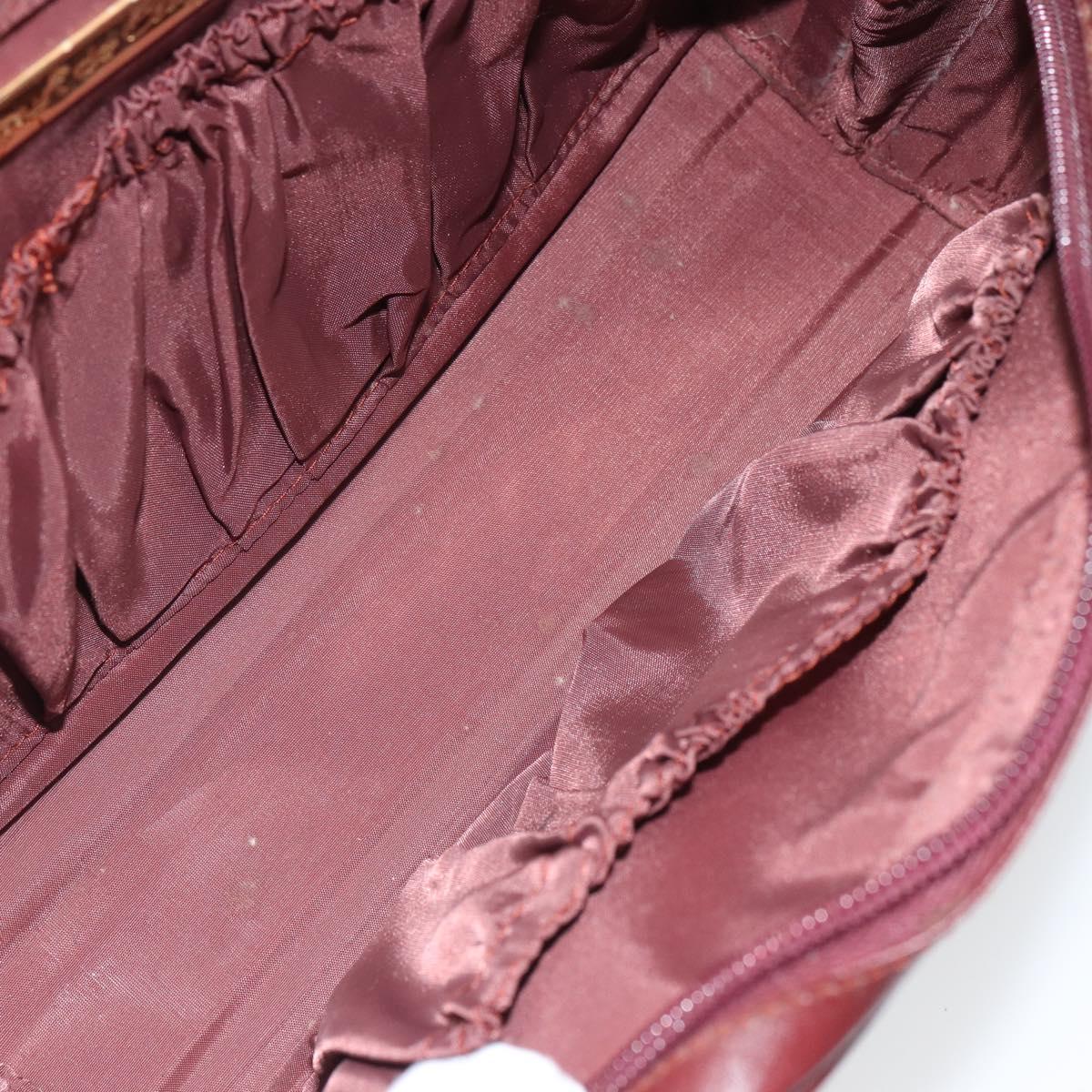 CARTIER Must Line Clutch Bag Leather Bordeaux Gold Auth 169415