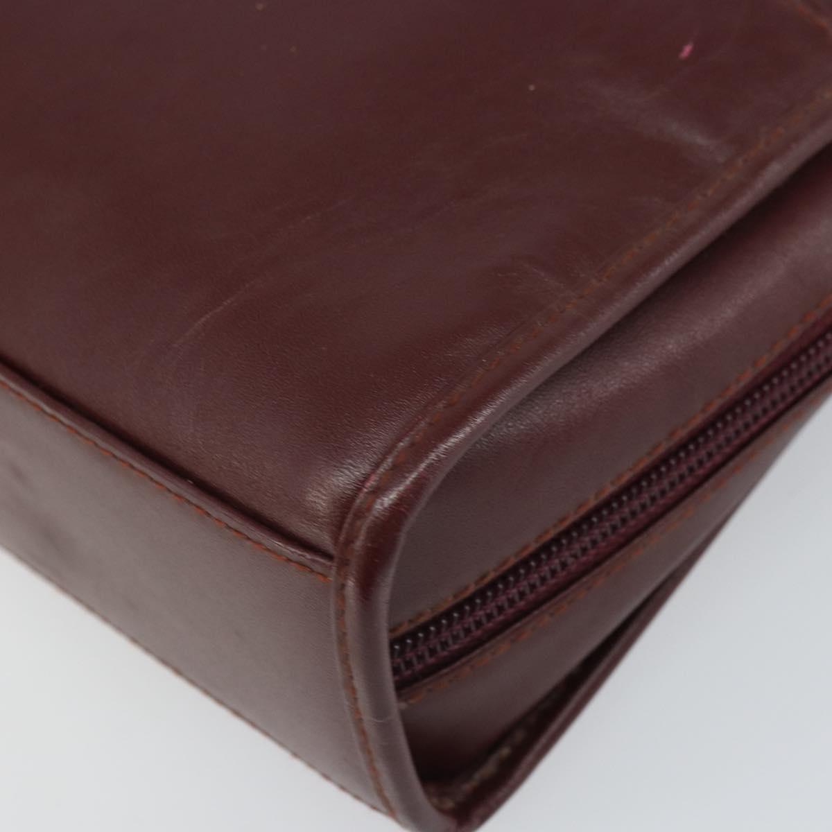 CARTIER Must Line Clutch Bag Leather Bordeaux Gold Auth 169415