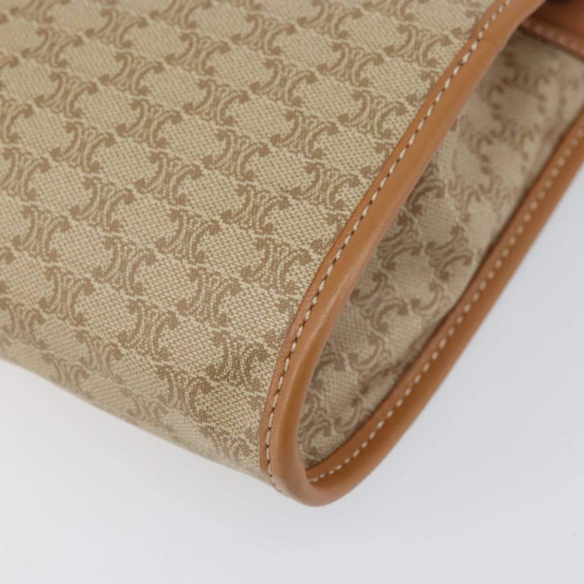 CELINE Macadam Canvas Clutch Bag PVC Beige Gold Auth 169416
