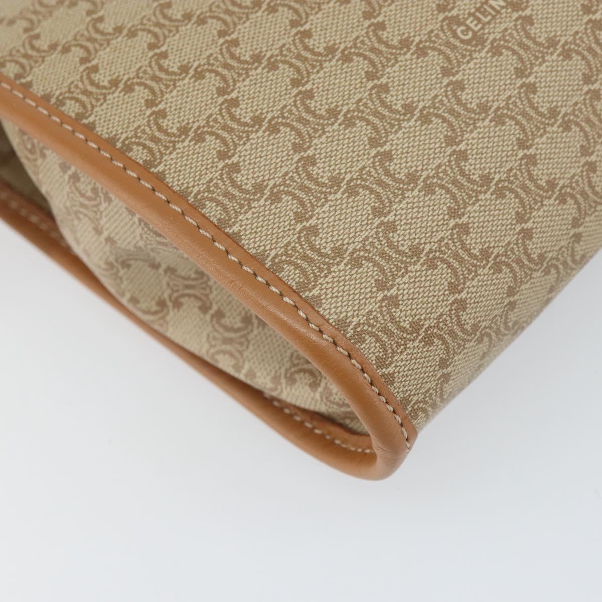 CELINE Macadam Canvas Clutch Bag PVC Beige Gold Auth 169416