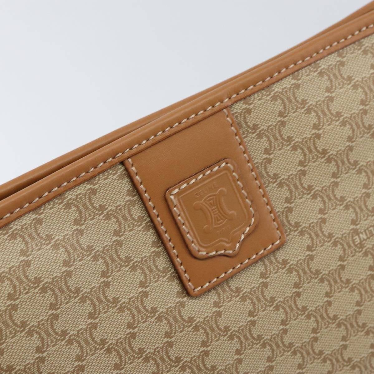 CELINE Macadam Canvas Clutch Bag PVC Beige Gold Auth 169416
