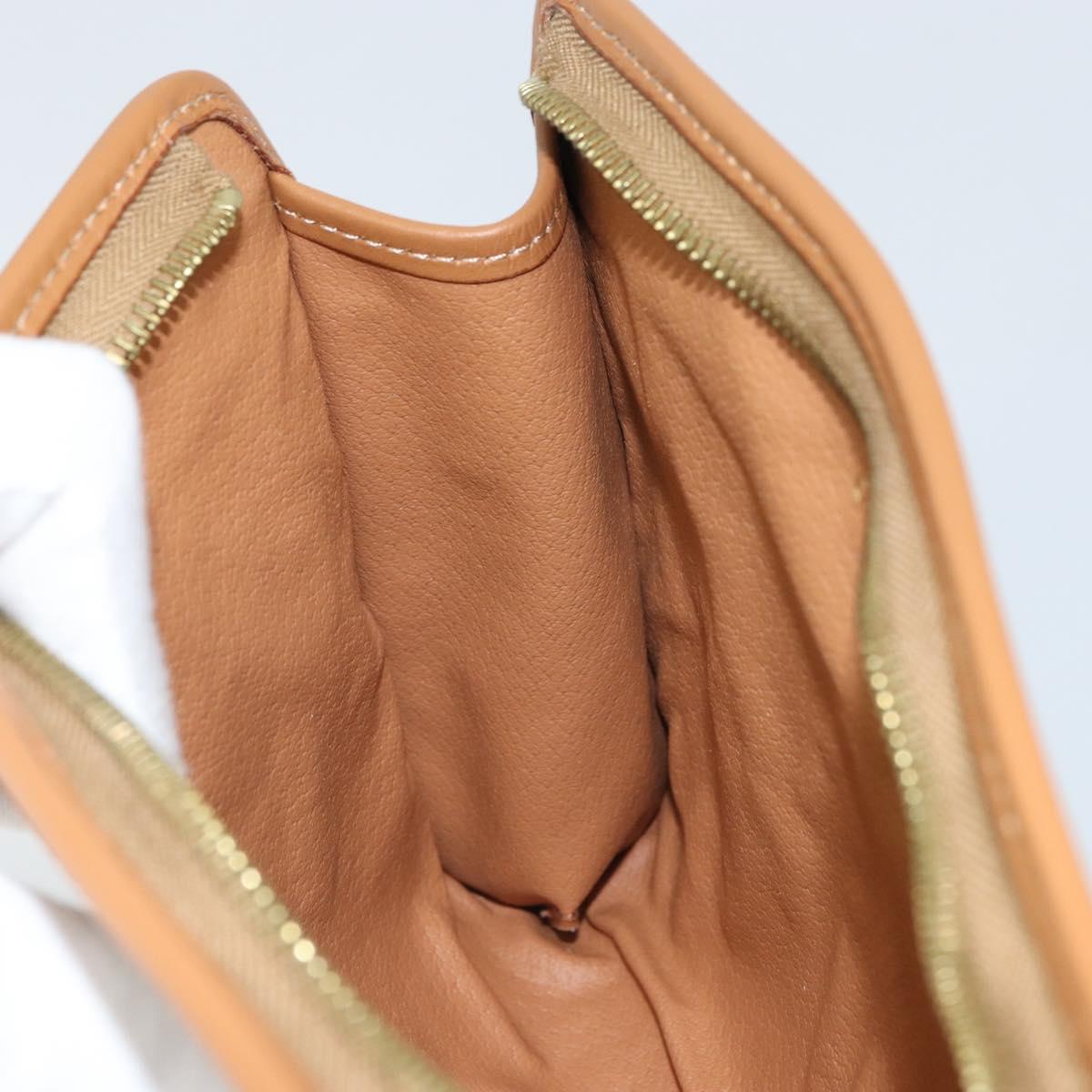 CELINE Macadam Canvas Clutch Bag PVC Beige Gold Auth 169416