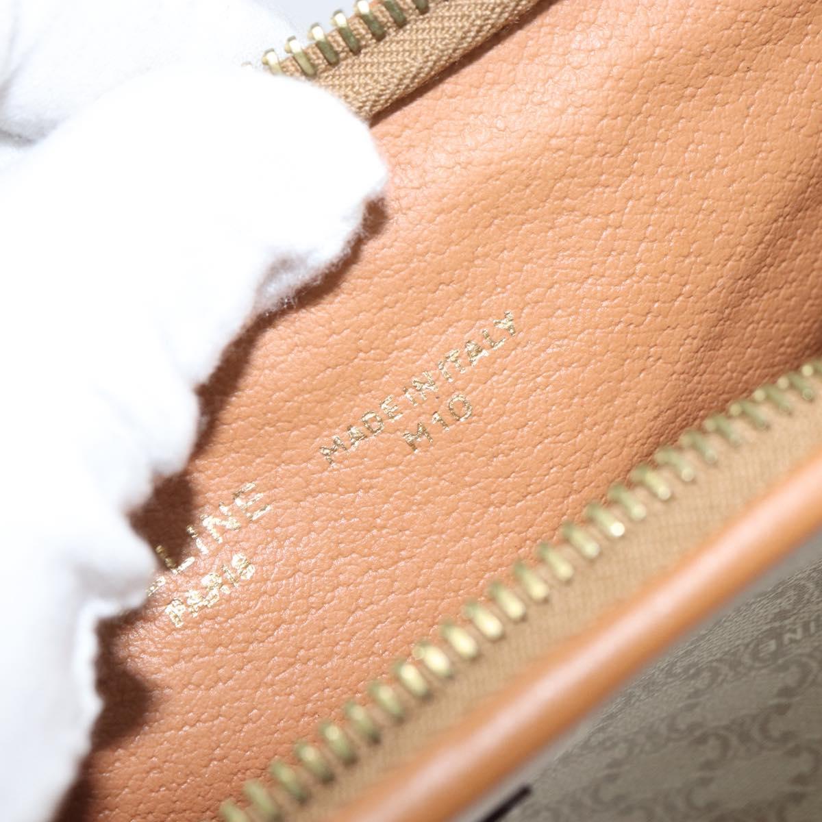 CELINE Macadam Canvas Clutch Bag PVC Beige Gold Auth 169416