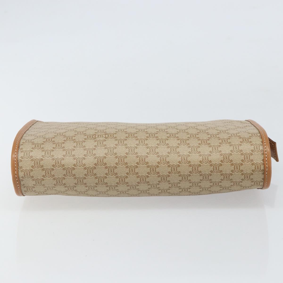 CELINE Macadam Canvas Clutch Bag PVC Beige Gold Auth 169416