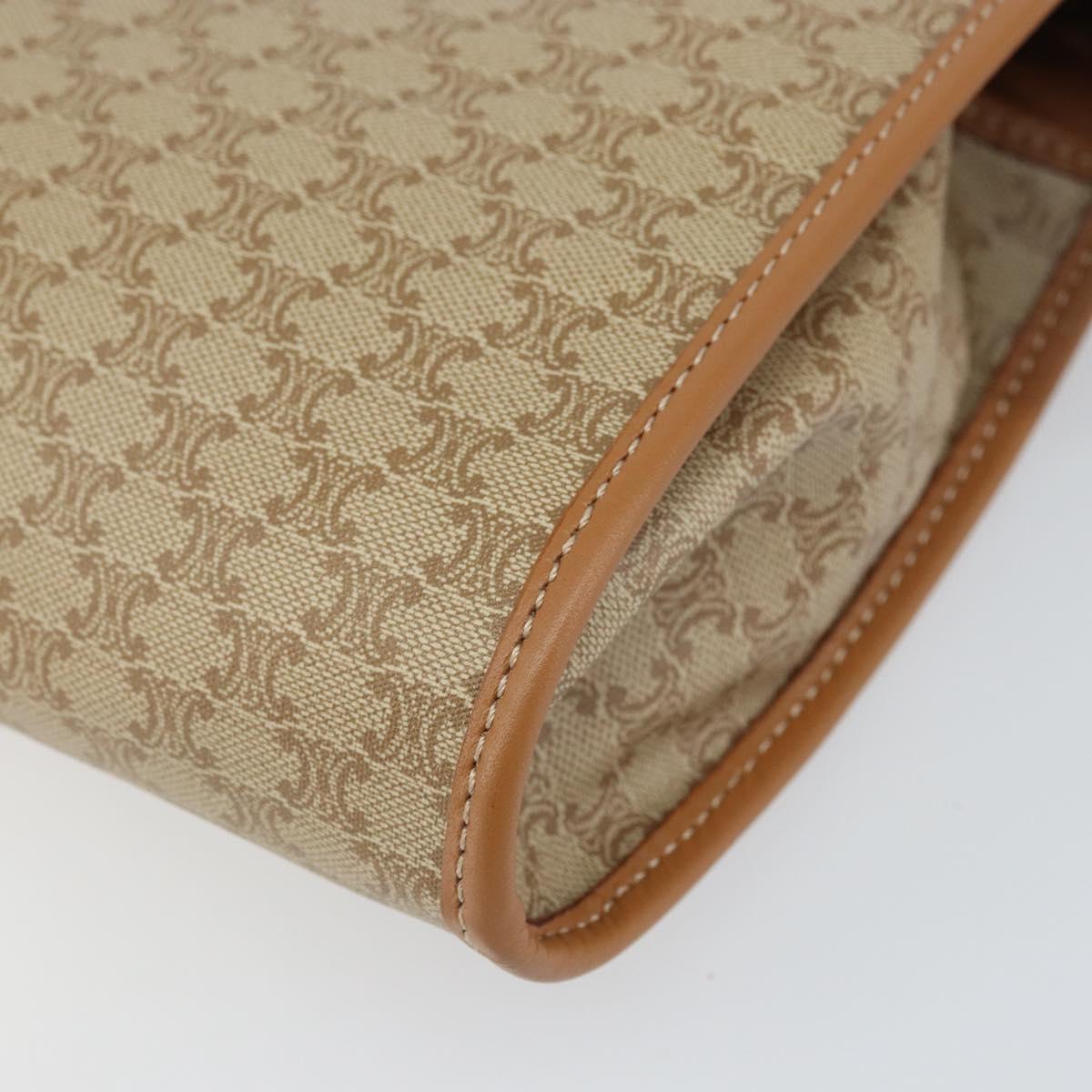 CELINE Macadam Canvas Clutch Bag PVC Beige Gold Auth 169416