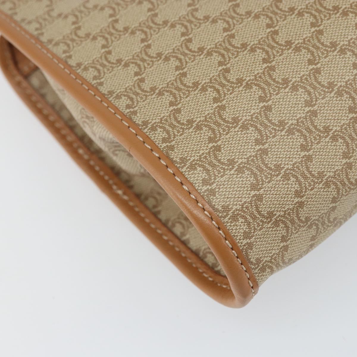 CELINE Macadam Canvas Clutch Bag PVC Beige Gold Auth 169416