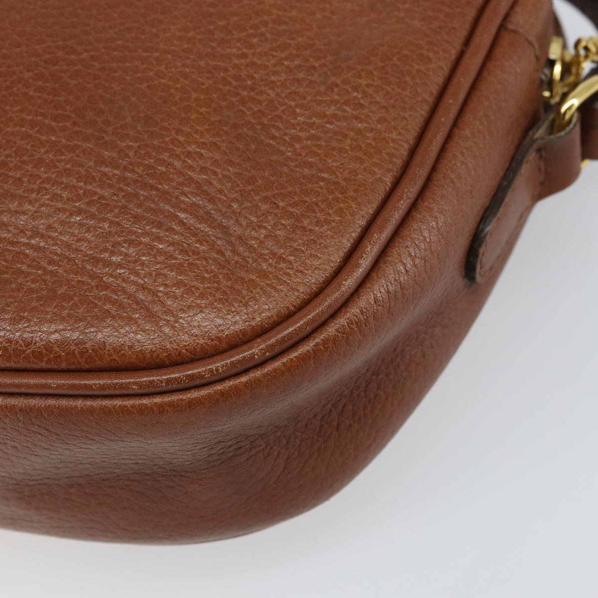 Burberrys Shoulder Bag Leather Brown Gold Auth 169417