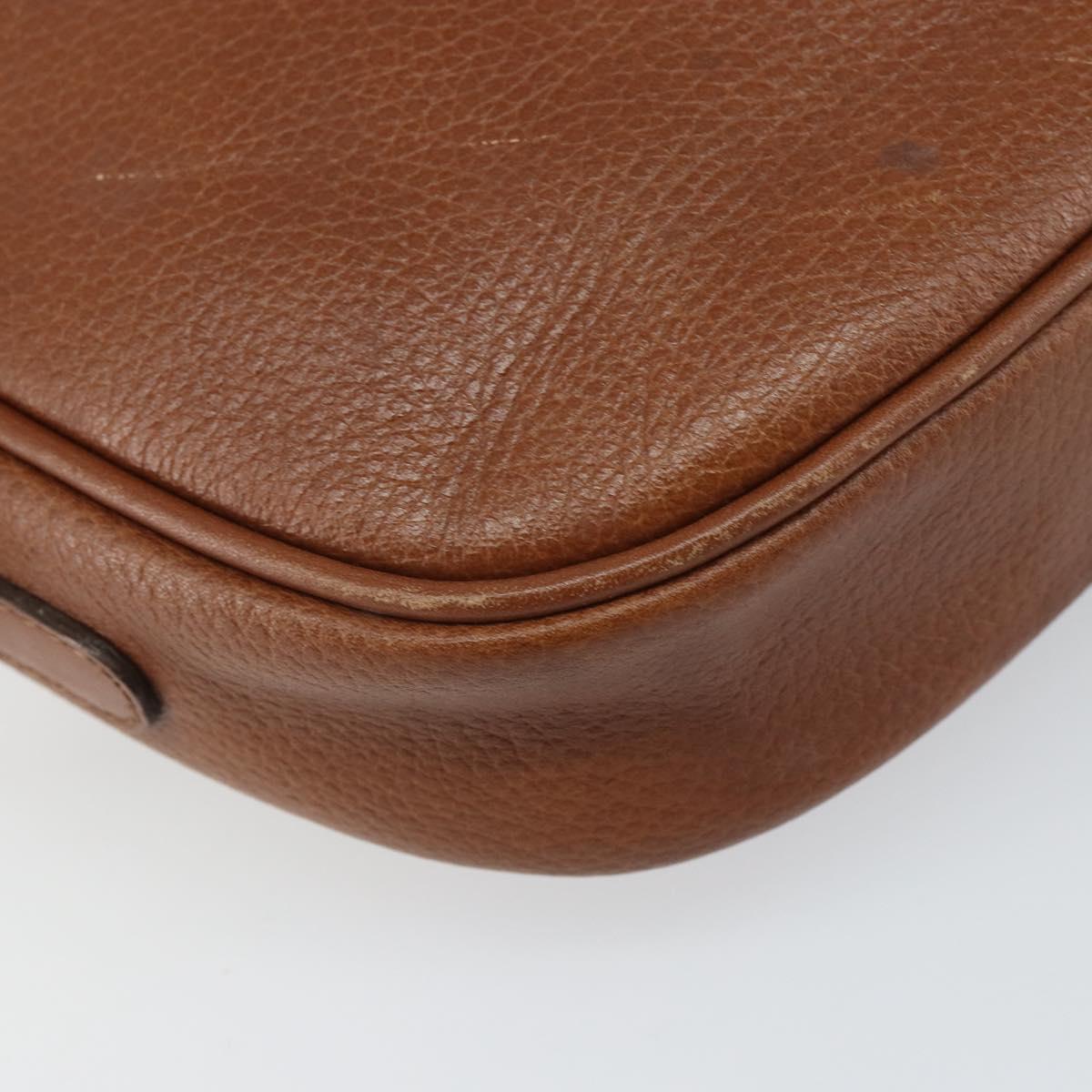 Burberrys Shoulder Bag Leather Brown Gold Auth 169417