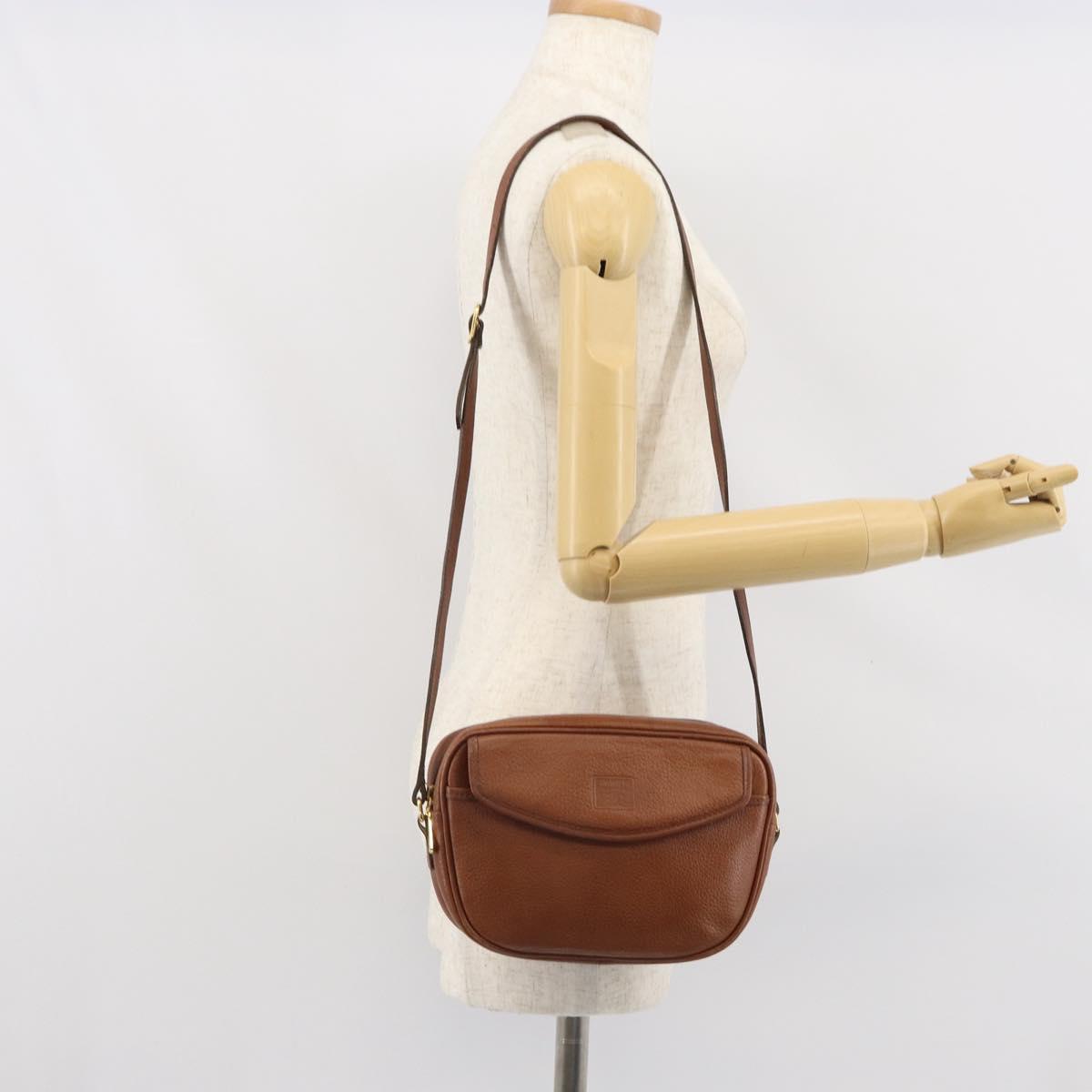 Burberrys Shoulder Bag Leather Brown Gold Auth 169417