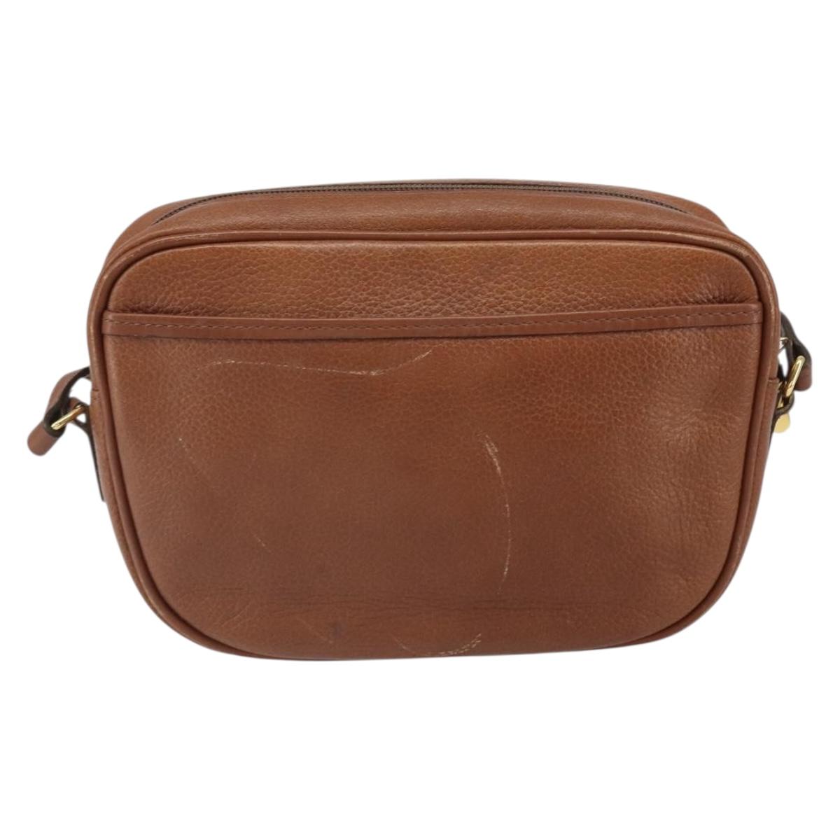 Burberrys Shoulder Bag Leather Brown Gold Auth 169417